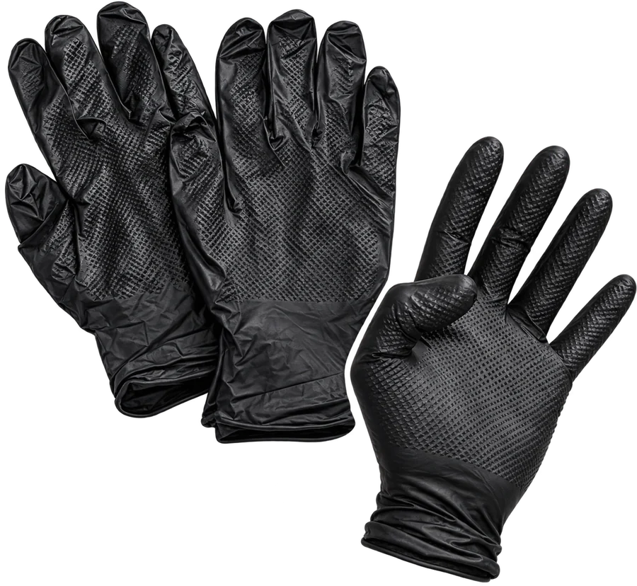 Par de guantes de nitrilo negros con grip
